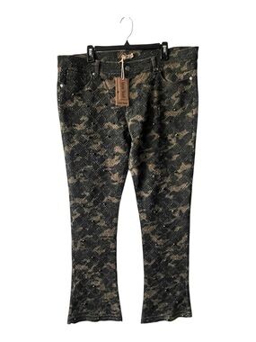 Men's Camouflage Studded Slim Fit Pants